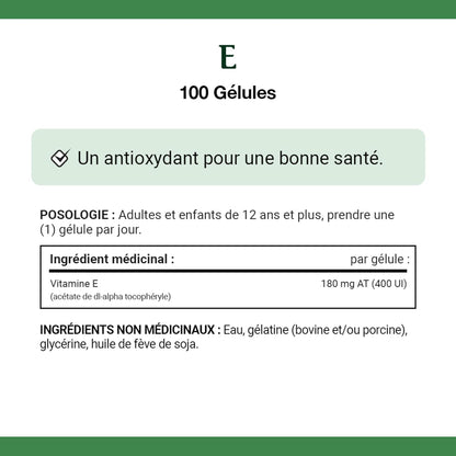 自然之寶維生素 E 400 IU，抗氧化劑補充劑，有助於維持身體健康，適用於成人和 12 歲以上兒童，不含防腐劑，每日一粒軟膠囊，100 粒，67.1 克