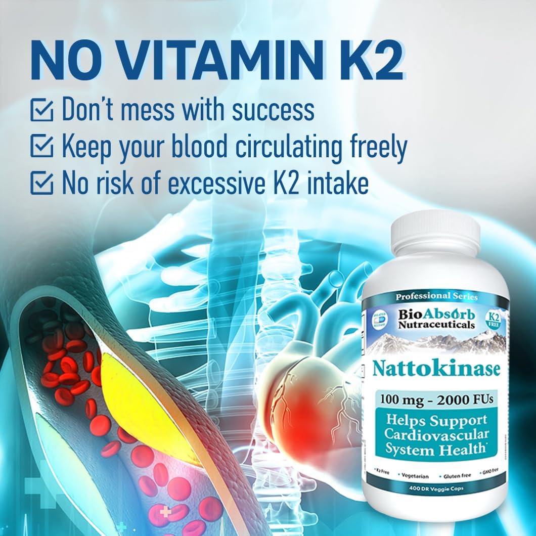 Nattokinase Supplement. Non-GMO Natto Extract Enzyme. 100 mg, 2000 FUs. 400 Veggie Caps (400-day supply)