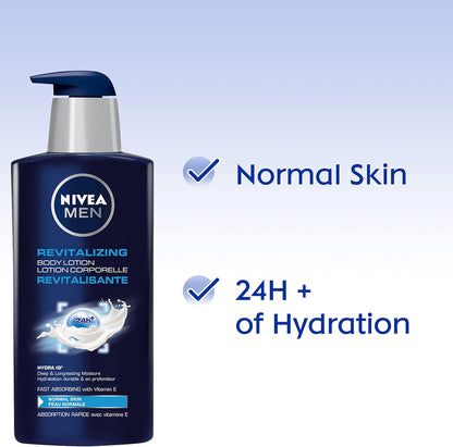 NIVEA MEN Protect & Care Refreshing Face Wash, 150mL & NIVEA Men Revitalizing Body Lotion with Vitamin E and Aloe Vera | 24H Hydration