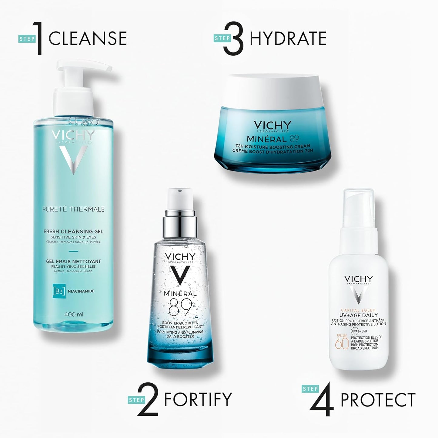 Vichy Face Cleanser, Pureté Thermale Fresh Cleansing Gel Face Wash & Makeup Remover for Sensitive Skin, with Vitamin B5, Hypoallergenic, Paraben-Free
