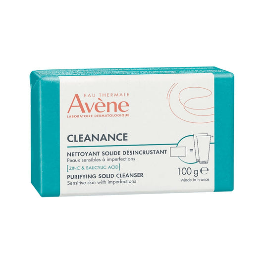 Eau Thermale Avène Cleanance Purifying Solid Cleanser, For Oily and Sensitive Acne-Prone Skin, With Salicylic Acid, Non-Comedogenic, 100 g