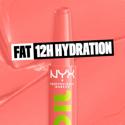 NYX Professional Makeup Fat Oil Slick Click, Lip Balm, 12 HR Hydration, Infused With Nourishing Oils, High Shine Finish, Buildable Colour, Shade: Story or Post (Soft Peach)