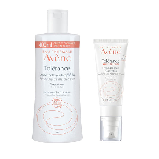 Eau Thermale Avene BUNDLE Tolerance Control Gel Cleanser + Cream, Soothing Skin Recovery Cream, for all types of hypersensitive skin, reactive skin