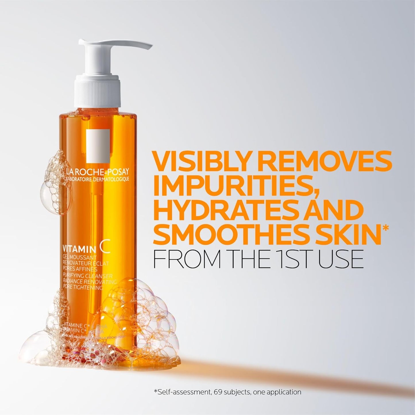 La Roche-Posay Face Cleanser with Pure Vitamin C, Purifying Face Wash to Hydrate Skin with Vitamin C & BHA, Tightens Pores & Boosts Radiance, Safe for All Skin Types, Dermatologist Recommended, 200mL