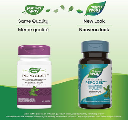 Nature’s Way Pepogest 薄荷油胶囊 - 缓解肠易激综合征 (IBS) 症状 - 有助于减轻腹痛、胀气和腹胀 - 60 粒胶囊