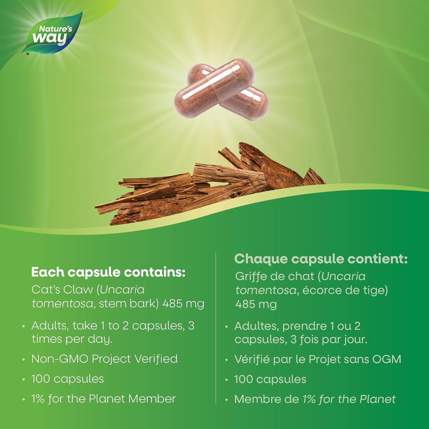 Nature's Way 貓爪藤保健品，100 粒