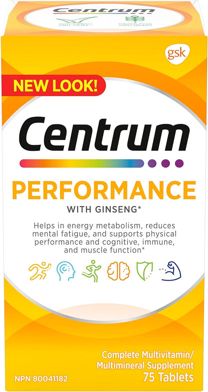 Centrum Performance 复合维生素/矿物质补充剂，75 片装（包装可能有所不同）和女性复合维生素/矿物质软糖，樱桃、浆果和橙子口味，130 粒软糖