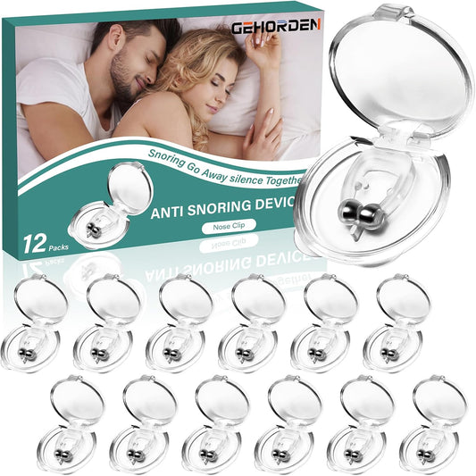 防打鼾器 12 件装升级版硅胶鼻夹防打鼾带可调节磁铁防打鼾辅助装置男女适用