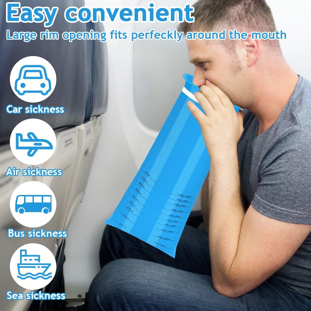 MOUCHOT 一次性呕吐袋，60 个装，适用于汽车，1000 毫升，用于旅行晕车、飞机、儿童和孕妇的呕吐呕吐物呕吐恶心