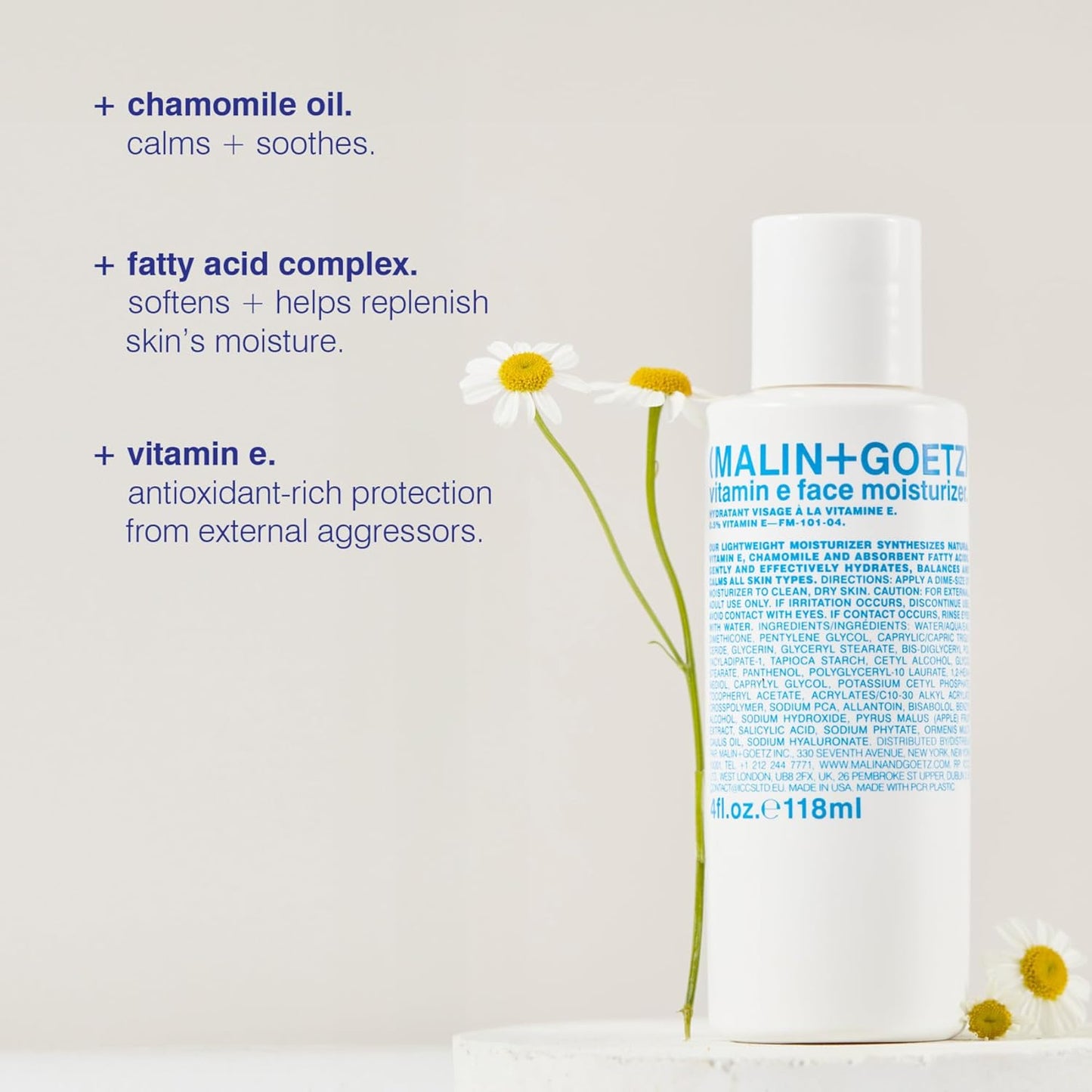 Malin + Goetz Vitamin E Face Moisturizer – hydrating, balancing, nourishing, face lotion for dry sensitive skin. multi-taksing, after shave, makeup primer, unisex cruelty free, vegan, 8.5 Fl Oz