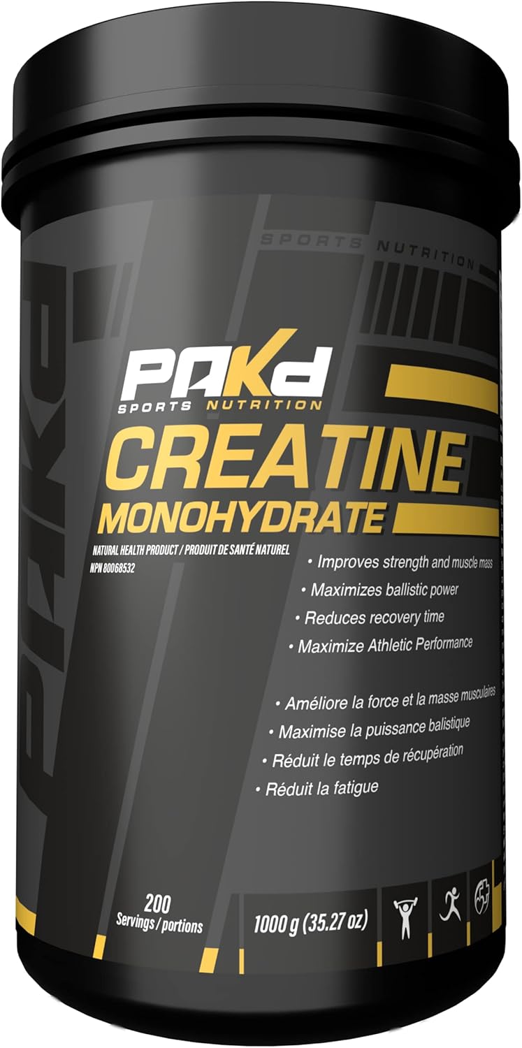 Pakd Nutrition Creatine Monohydrate 1000 grams - Gain Strength, Build Muscle & Enhance Performance, Unflavored