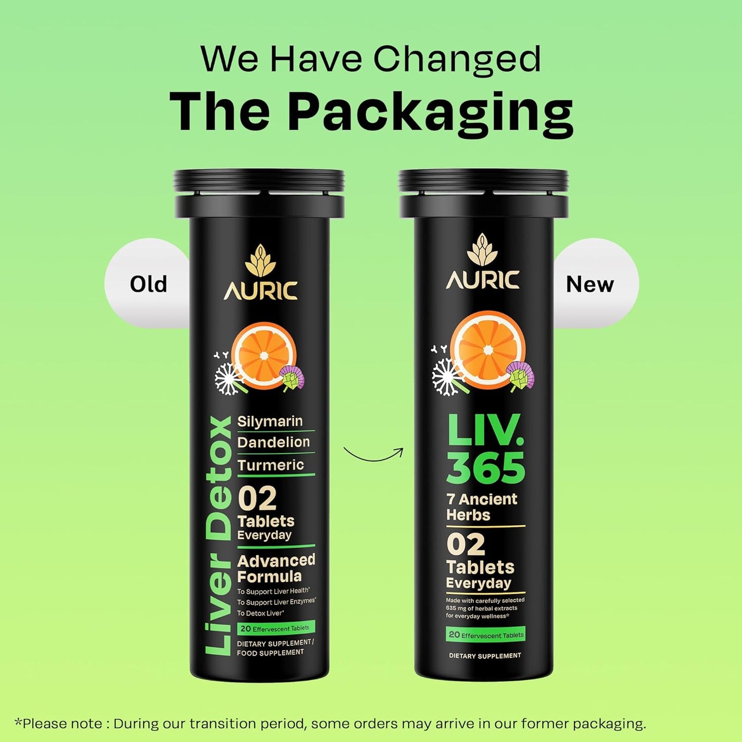 Auric 草本护肝补充剂 | 奶蓟草（水飞蓟素）、姜黄、大蒜、生姜，有益于肝脏健康 | 先进的排毒清洁配方，有效促进肝脏健康 | 180 片