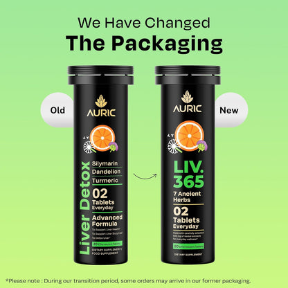 Auric 草本护肝补充剂 | 奶蓟草（水飞蓟素）、姜黄、大蒜、生姜，有益于肝脏健康 | 先进的排毒清洁配方，有效促进肝脏健康 | 180 片