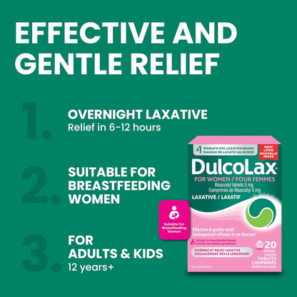 乐可舒女性专用，比沙可啶 5 毫克刺激性泻药，用于缓解偶尔便秘，适用于女性（包括哺乳期妇女）的泻药和便秘缓解剂，20 片