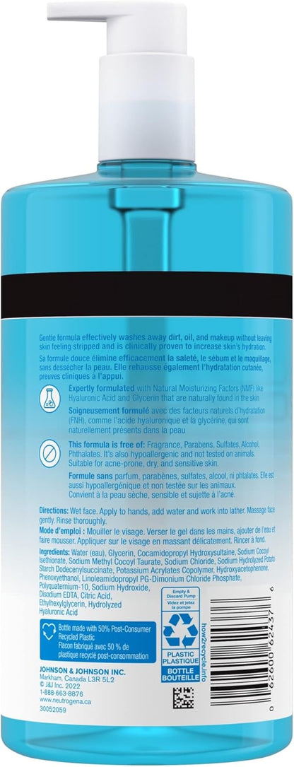 Neutrogena Hydro Boost Face Moisturizer with Hyaluronic Acid for Dry Skin & Hydro Boost Fragrance-Free Hydrating Cleansing Gel, Foaming, Facial Cleanser