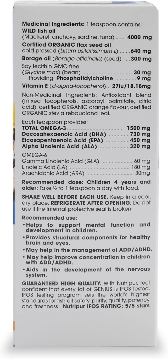 Nutripur GENIUS Kids and Teens - Concentration, Focus and ADD/ADHD, 114 ml