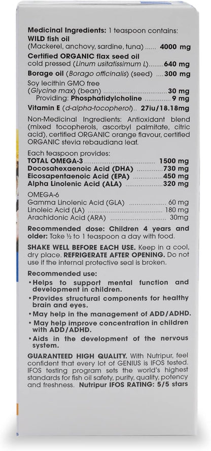 Nutripur GENIUS Kids and Teens - Concentration, Focus and ADD/ADHD, 114 ml
