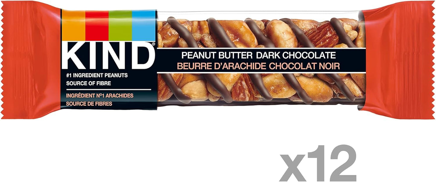 KIND Bars, Peanut Butter Dark Chocolate, Gluten Free, 40 Grams, 12 Count & Healthy Grains Bars, Peanut Butter Dark Chocolate, Gluten Free, 35 Grams, 5 Count