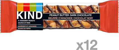 KIND Bars, Peanut Butter Dark Chocolate, Gluten Free, 40 Grams, 12 Count & Healthy Grains Bars, Peanut Butter Dark Chocolate, Gluten Free, 35 Grams, 5 Count