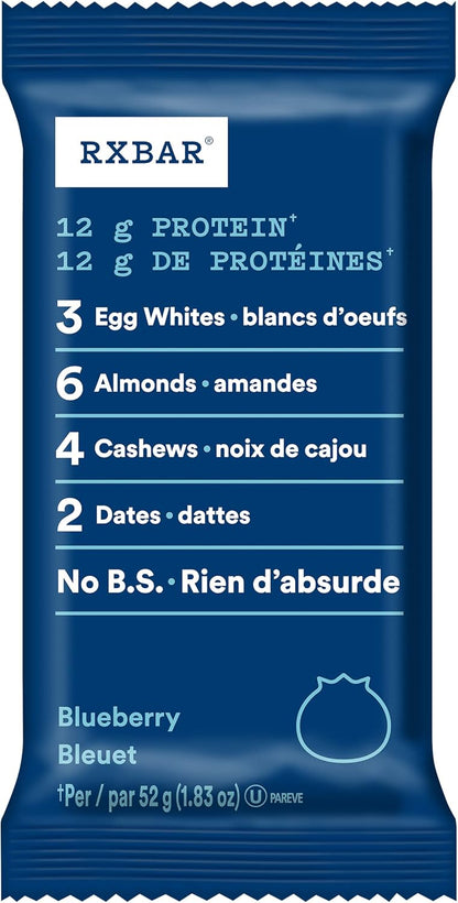 RXBAR Peanut Butter Chocolate Protein Bars 12 x 52 g & RXBAR Protein Bar Blueberry 12x52g (Pack of 12) & RXBAR Protein Bar Chocolate Sea Salt 12x52g (Pack of 12)