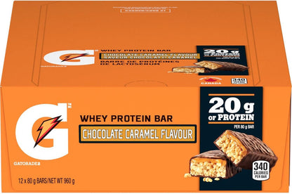 Gatorade Whey Protein Bar - Chocolate Caramel Flavour, Multi-Pack, 12 Bars, 960 g (Pack of 4)