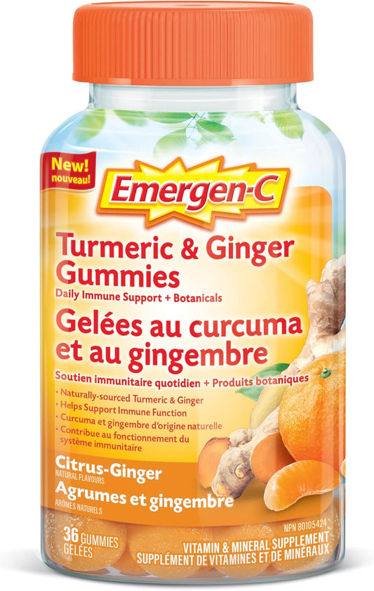 Emergen-C Immune Support Gummies, A Boost of Vitamins and Minerals, Turmeric & Ginger, 36 Gummies