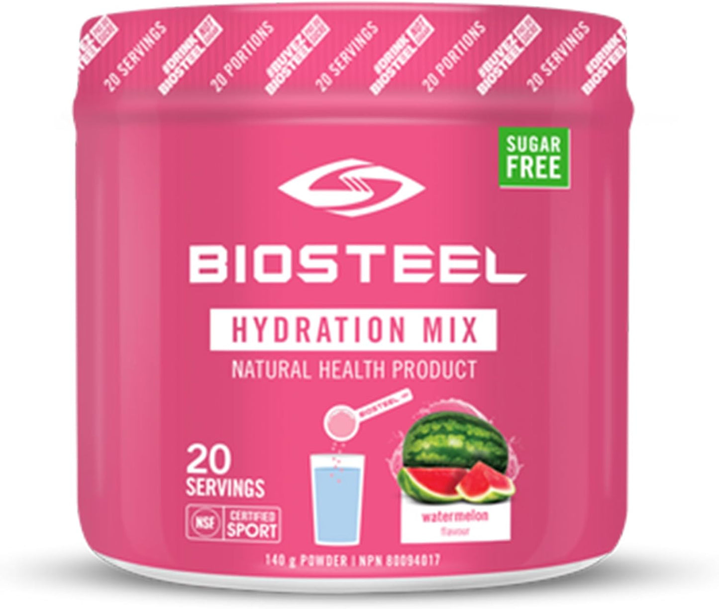 BioSteel 补水混合物，美味补水，零糖，不含人工香料或防腐剂，西瓜味，每桶 20 份