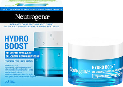 Neutrogena Fragrance Free Hydro Boost Gel Cream for Extra Dry Skin, Hyaluronic Acid Face Moisturizer for Extra-Dry Skin, Sensitive & Acne-Prone Skin Provides Long Lasting Hydration, Non-Comedogenic, 50ml