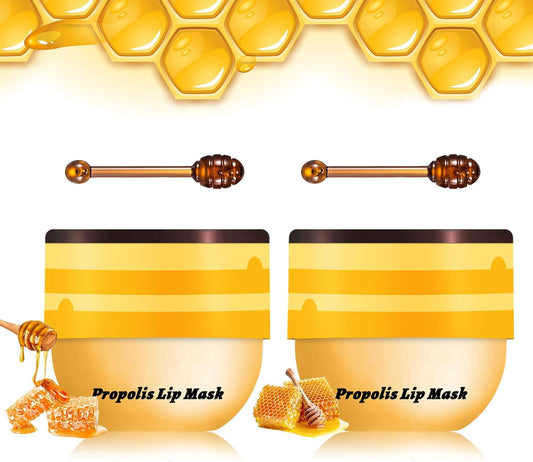 NVLEPTAP 2PCS Bee Lip Balm Honey Pot Honey Lip Balm Moisturizing Honey Lip Mask Lip Care Products Bee Lip Balm with Wand
