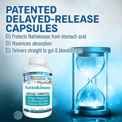 Nattokinase Supplement. Non-GMO Natto Extract Enzyme. 100 mg, 2000 FUs. 400 Veggie Caps (400-day supply)