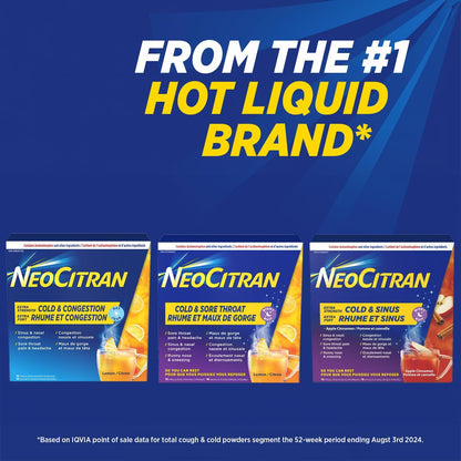 NeoCitran 感冒和咽喉痛夜间缓解片，柠檬味，10 片