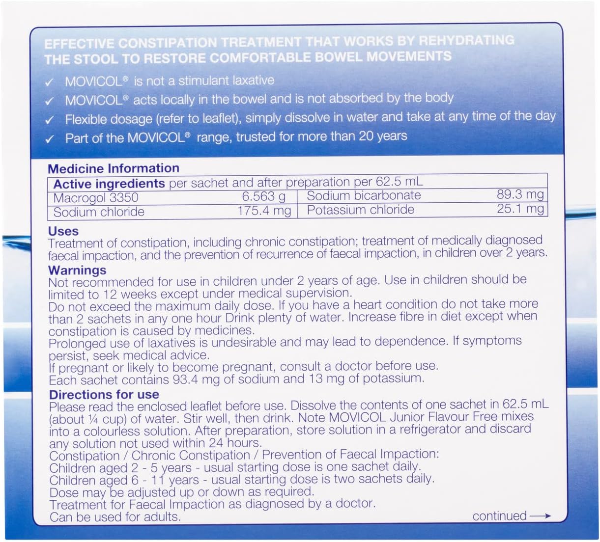 Movicol Junior 无味小袋装 6.9g 30