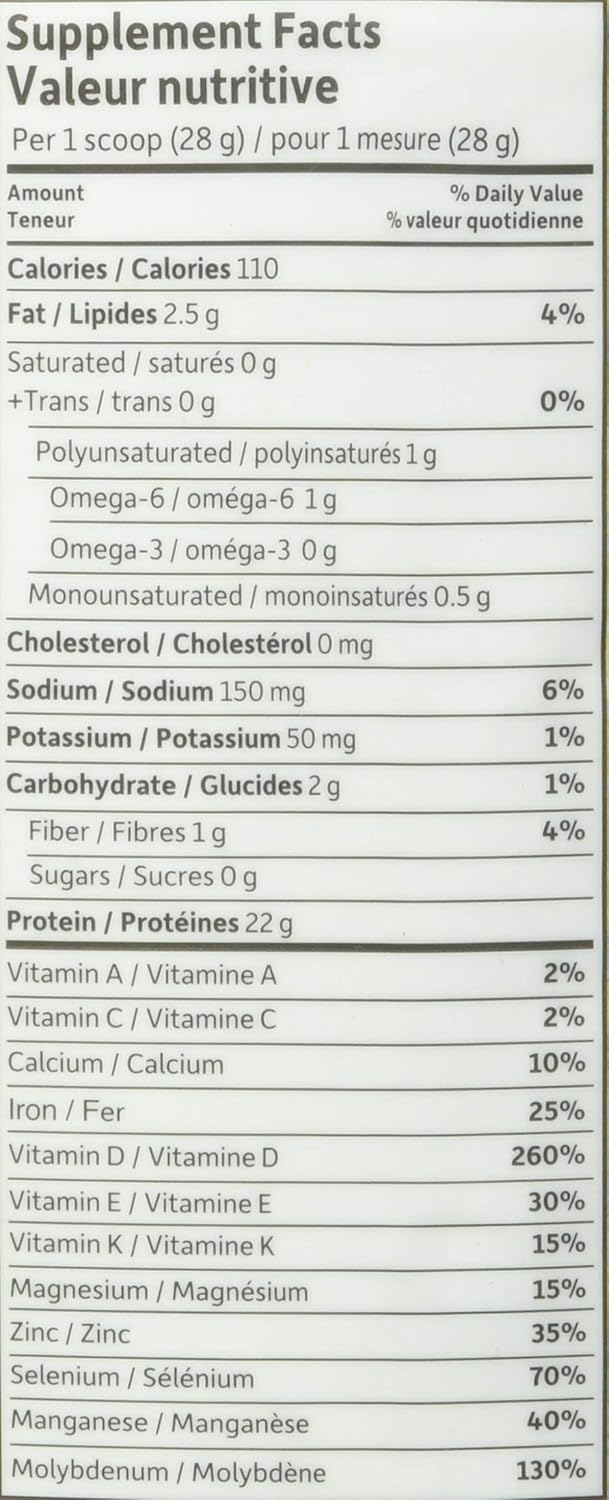 Garden Of Life 生有機蛋白粉，原味，568公克。富含22克經認證的有機植物蛋白，包括在加拿大種植和加工的有機豌豆。有助於肌肉的建構和修復。 4克支鏈胺基酸