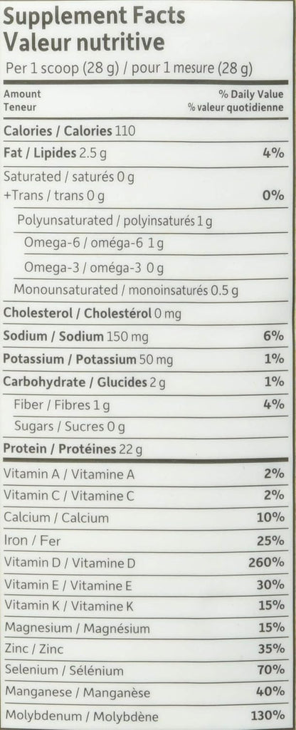 Garden Of Life 生有機蛋白粉，原味，568公克。富含22克經認證的有機植物蛋白，包括在加拿大種植和加工的有機豌豆。有助於肌肉的建構和修復。 4克支鏈胺基酸