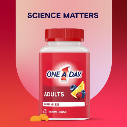 One A Day 成人複合維生素軟糖 - 男女每日補充軟糖，含維生素 A、B6、B12、C、D、E、生物素和鋅，支持免疫力和骨骼健康，頭髮和指甲，130 粒軟糖