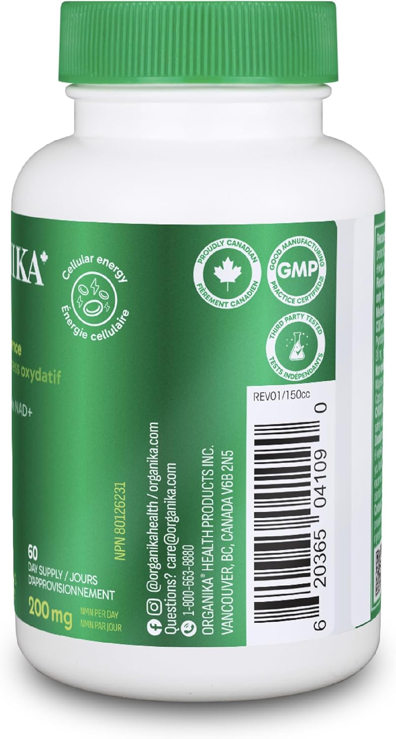 Organika 加拿大製造 NMN + PQQ - 抗衰老支持補充劑，促進細胞再生、能量代謝、認知功能 - 60 粒膠囊