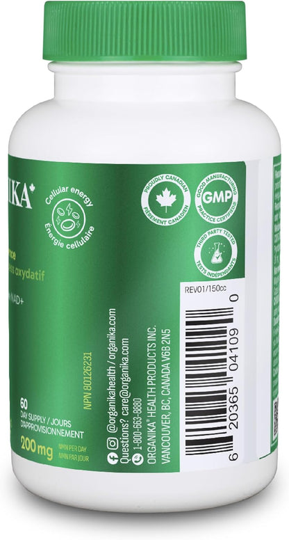 Organika 加拿大製造 NMN + PQQ - 抗衰老支持補充劑，促進細胞再生、能量代謝、認知功能 - 60 粒膠囊