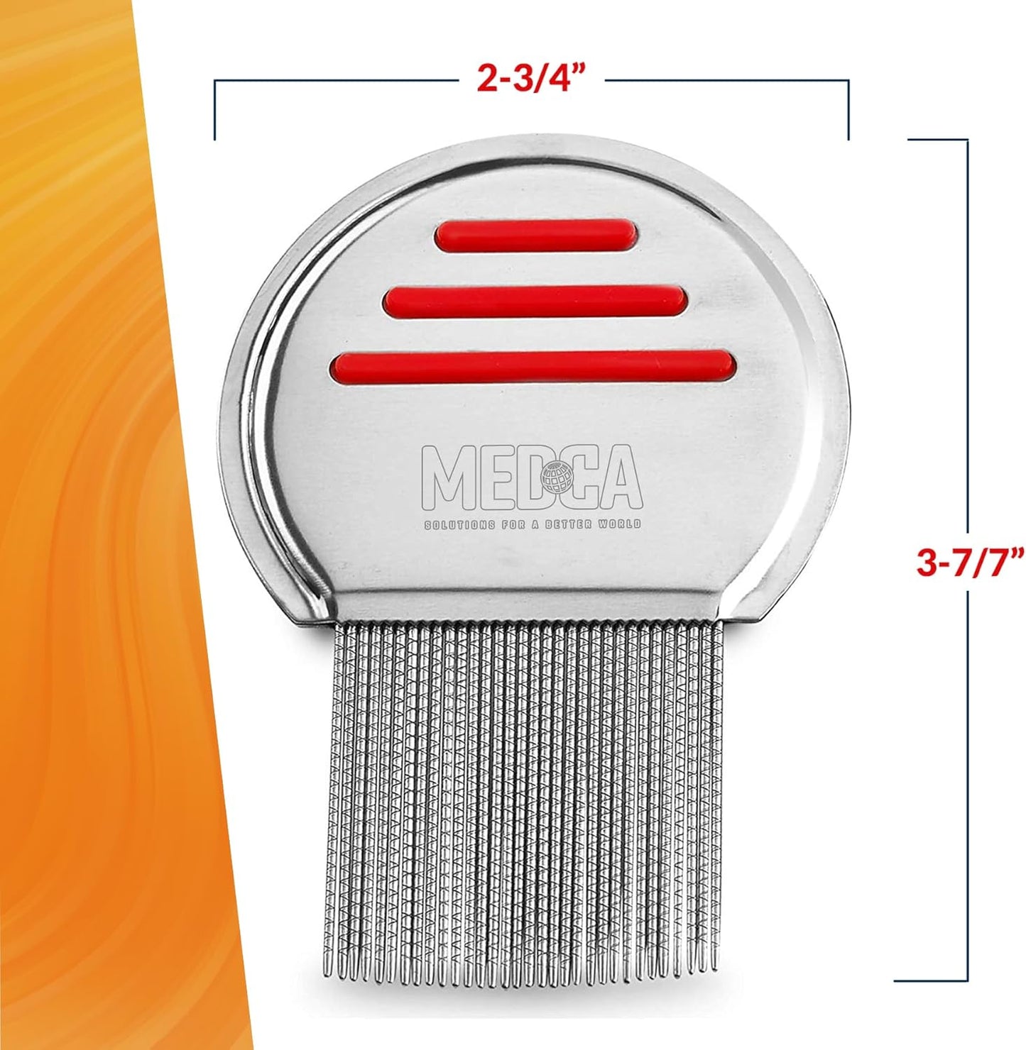 虱子梳 - （2 件装）不锈钢专业虱子梳和头虱治疗，有效去除头虱和虱卵，对儿童和成人感染和再感染有最佳效果