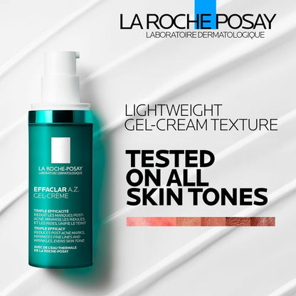 La Roche-Posay Effaclar A.Z. Gel-Cream, Lightweight Daily Moisturizer That Hydrates and Reduces Appearance of Post-Acne Marks and Signs of Aging With Azelaic, Salicylic and Hyaluronic Acids, 40ml