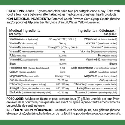 Nature's Bounty Immunity Plus，1000 毫克酯化維生素 C，含鋅、接骨木果和紫錐菊，50 粒軟膠囊，有助於維持免疫系統