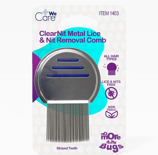 Dynarex WeCare ClearNit 金属除虱除虱梳带手柄 - 适用于所有发质的除虱梳，不锈钢超细齿 - 1 支