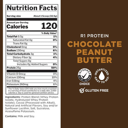 Rule 1 R1 Protein Isolate 76 serv Chocolate Peanut Butter 5lbs 5 pound (FID56107)