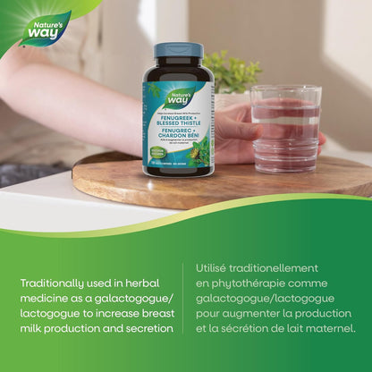 Nature's Way Fenugreek and Blessed Thistle – Used in Herbal Medicine as a Lactation Supplement to Promote Mothers’ Breast Milk Production – Vegetarian, 180 Tablets