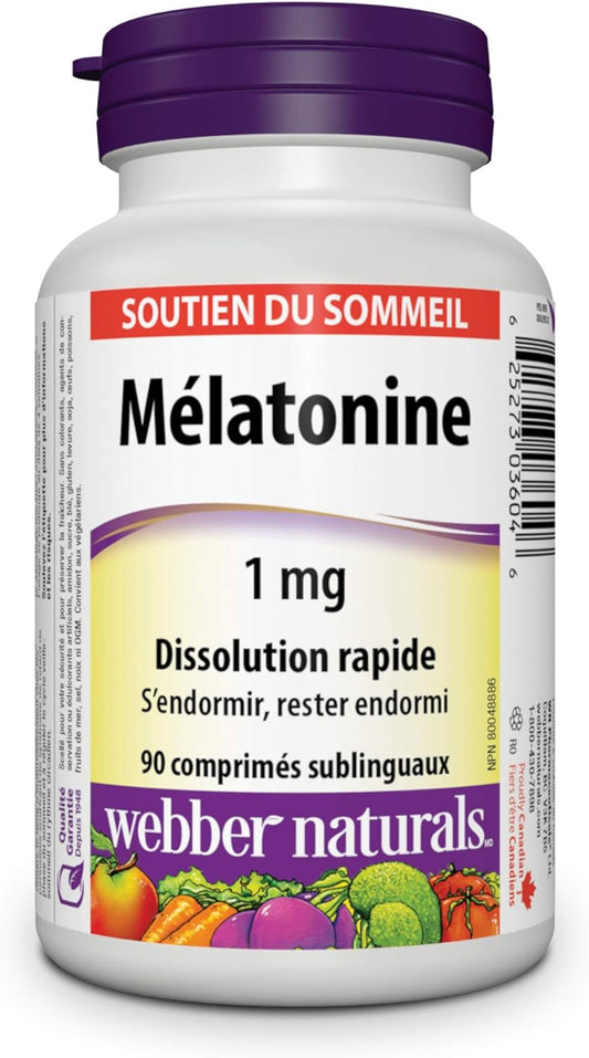 Webber Naturals Melatonin 1 mg, 90 Quick Dissolve Tablets, For Sleep Support, Vegetarian