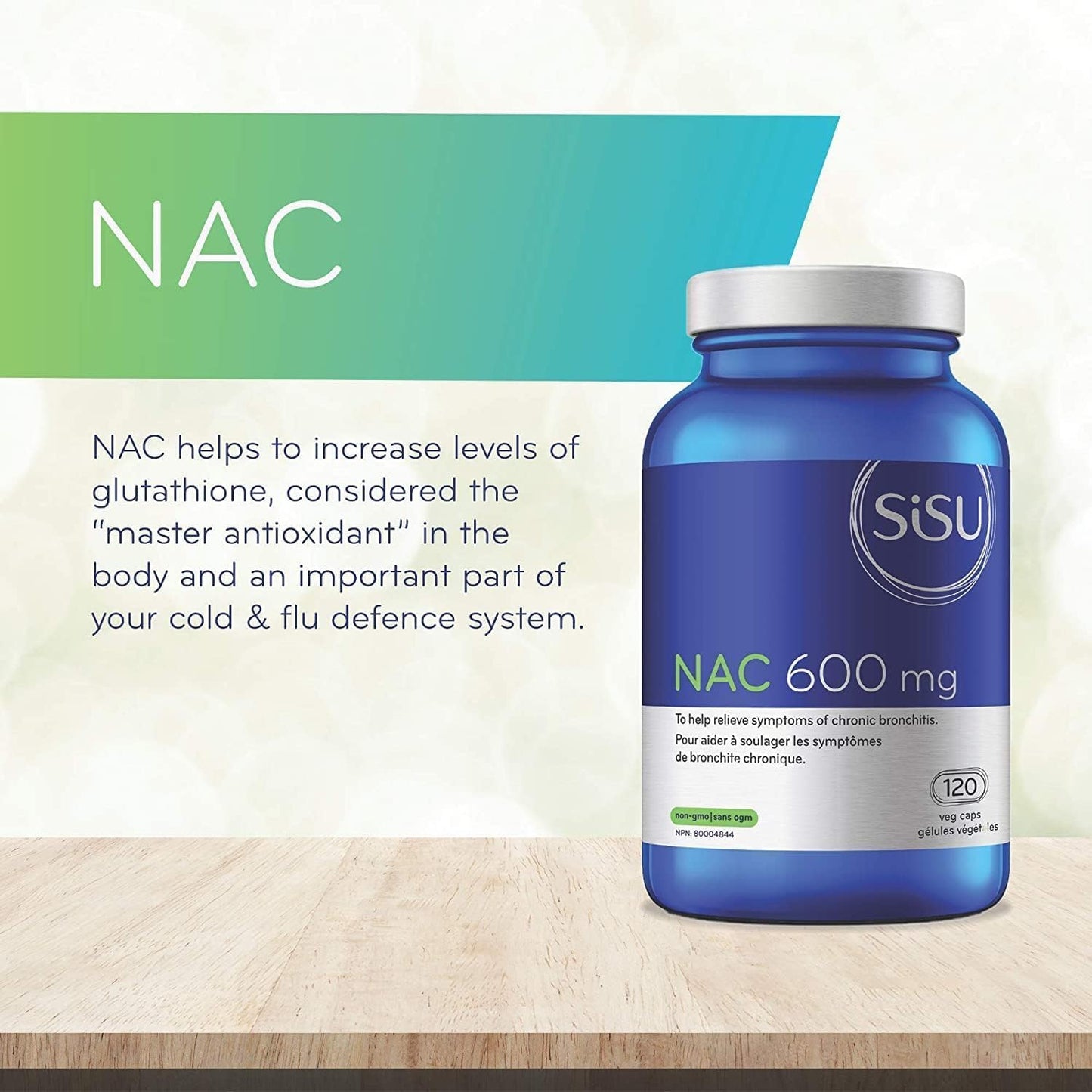 SISU NAC 600mg | Helps With Symptomatic Relief of Chronic Bronchitis, and Immune Support | 120 Veg Caps | Cold & Flu Relief, Antioxidant Booster | Non-GMO, Gluten Free, Diary Free