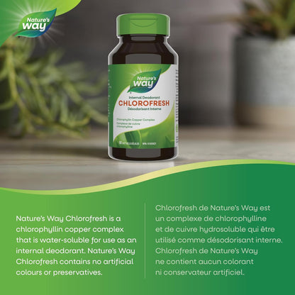 Nature's Way Premium Chlorofresh Softgels - Water-Soluble Chlorophyllin Copper Complex, Internal Deodorant, 90 Softgel Capsules