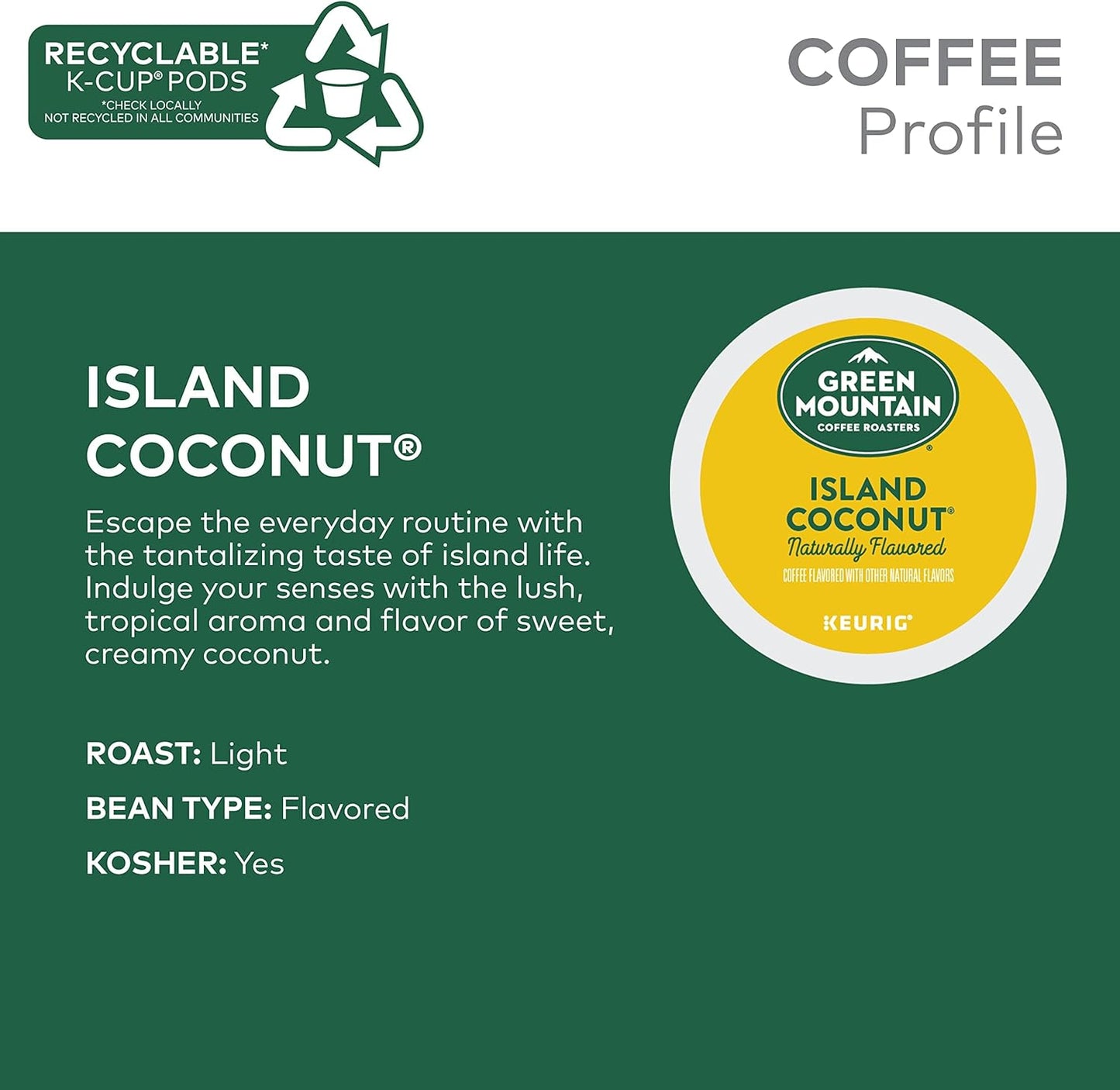 绿山咖啡岛椰子K杯装 96 杯