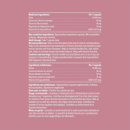 HEAL + CO. 生物素复合物 | 生物素、钙、硅、镁、维生素 D2 | 10,000 微克生物素补充剂 | 支持皮肤、头发和指甲健康 | 120 粒胶囊