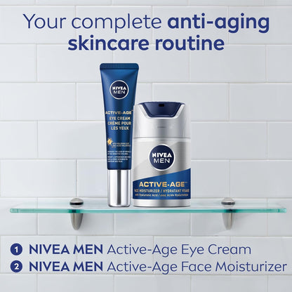 NIVEA MEN Active-Age Face Moisturizer, Men's Face Cream with Hyaluronic Acid, Anti Wrinkle Cream for Men, Skin Firming Cream Provides 24H Hydration, Dermatologically-Tested Skin Care, 50mL