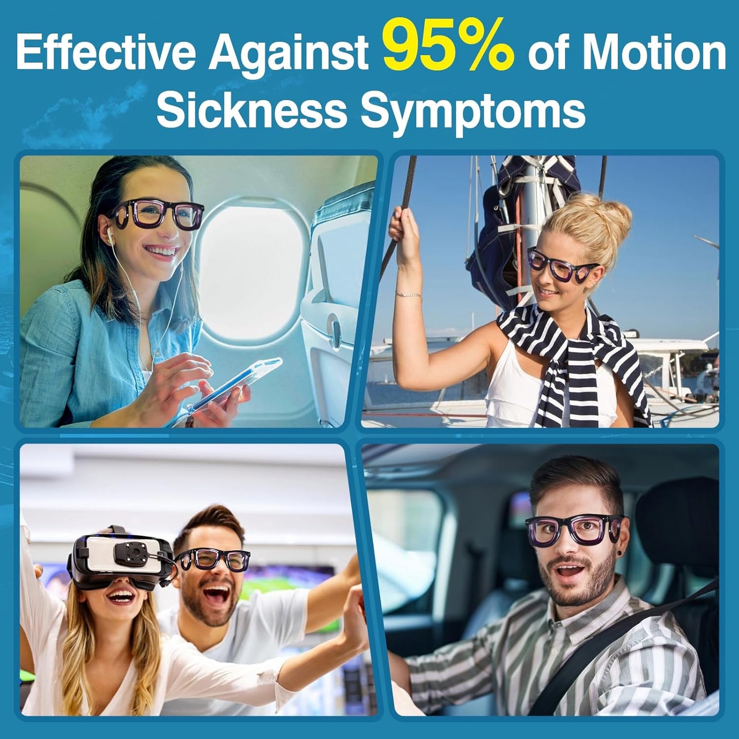 Hion 2 副成人防暈動病智慧眼鏡，超輕便攜式緩解噁心液體眼鏡，暈車暈機暈船眼鏡，旅行/巡航必備品